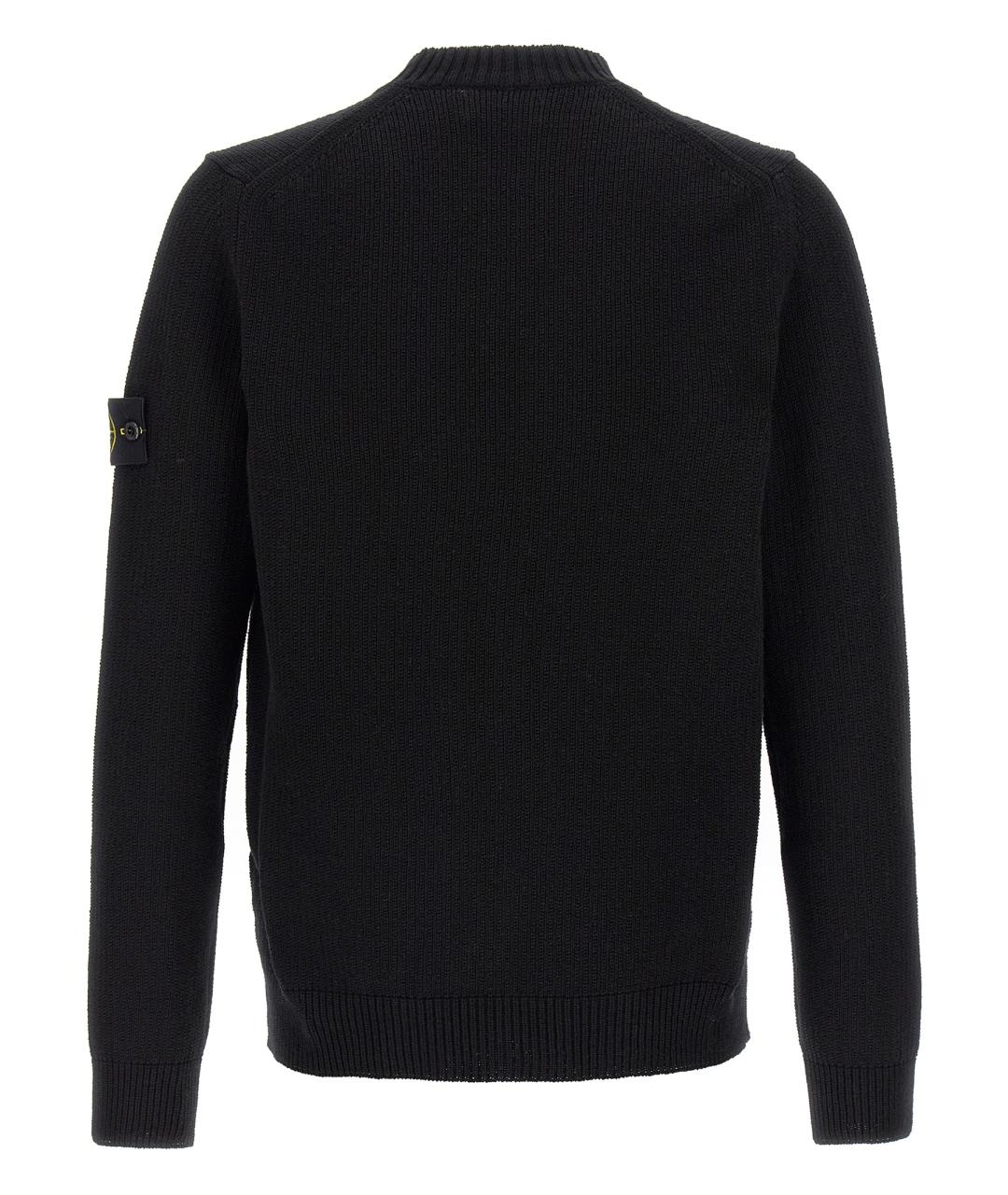 STONE ISLAND Черный хлопковый джемпер / свитер, фото 2