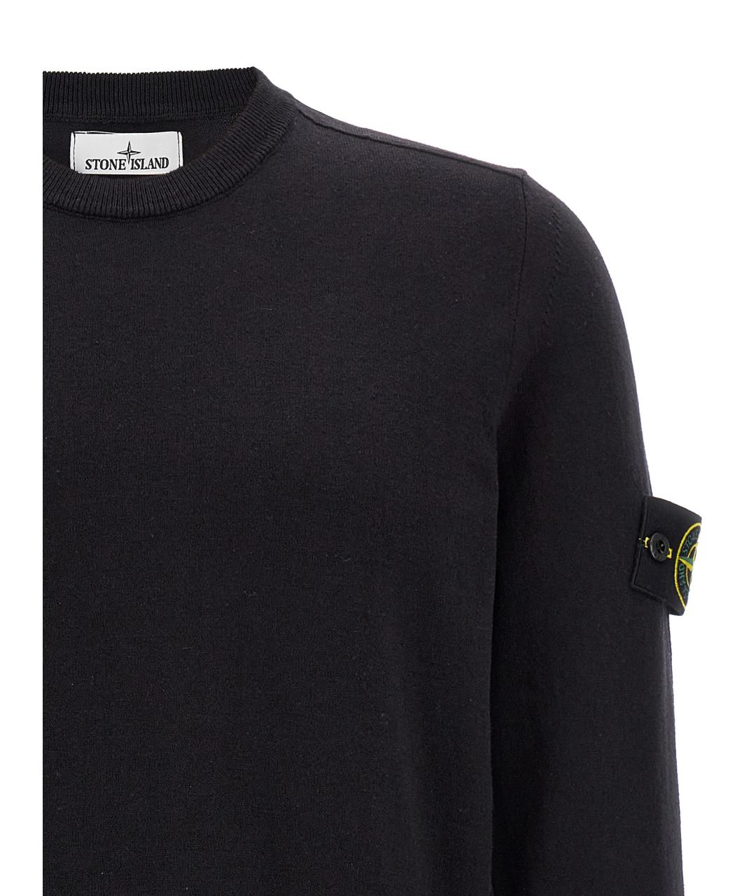 STONE ISLAND Черный хлопковый джемпер / свитер, фото 3
