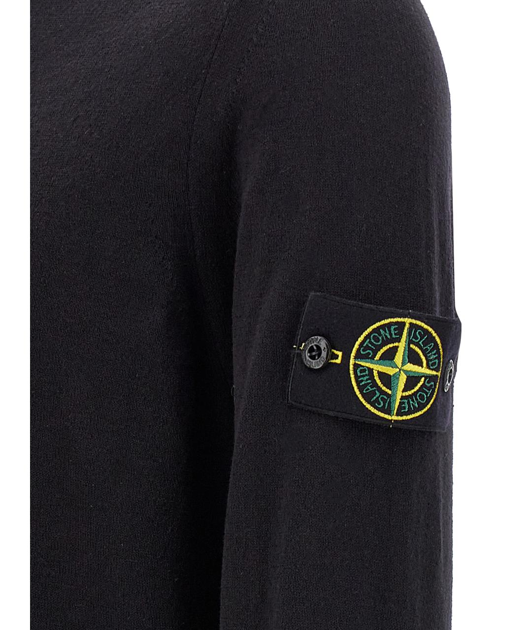 STONE ISLAND Черный хлопковый джемпер / свитер, фото 4