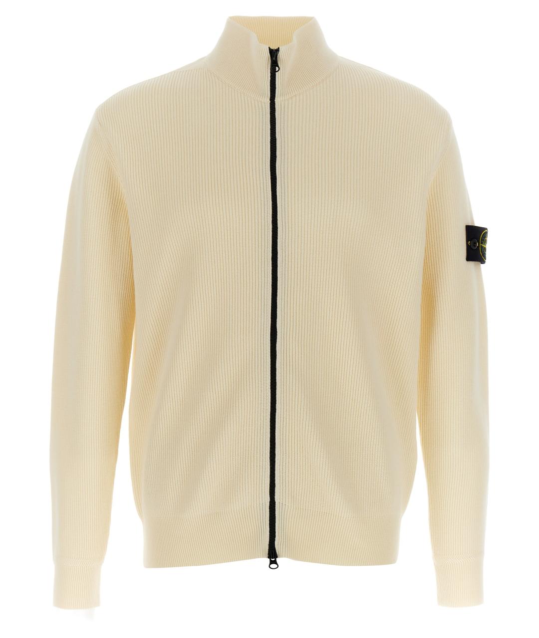 STONE ISLAND Белый хлопковый кардиган, фото 1