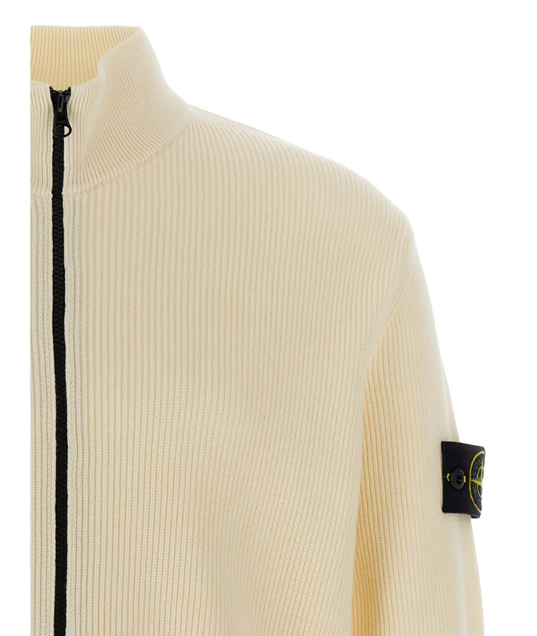 STONE ISLAND Белый хлопковый кардиган, фото 3