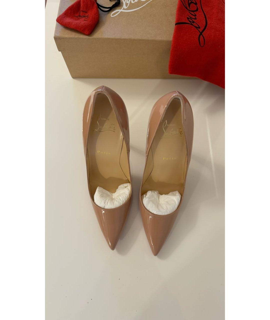 CHRISTIAN LOUBOUTIN Бежевые кожаные туфли, фото 2