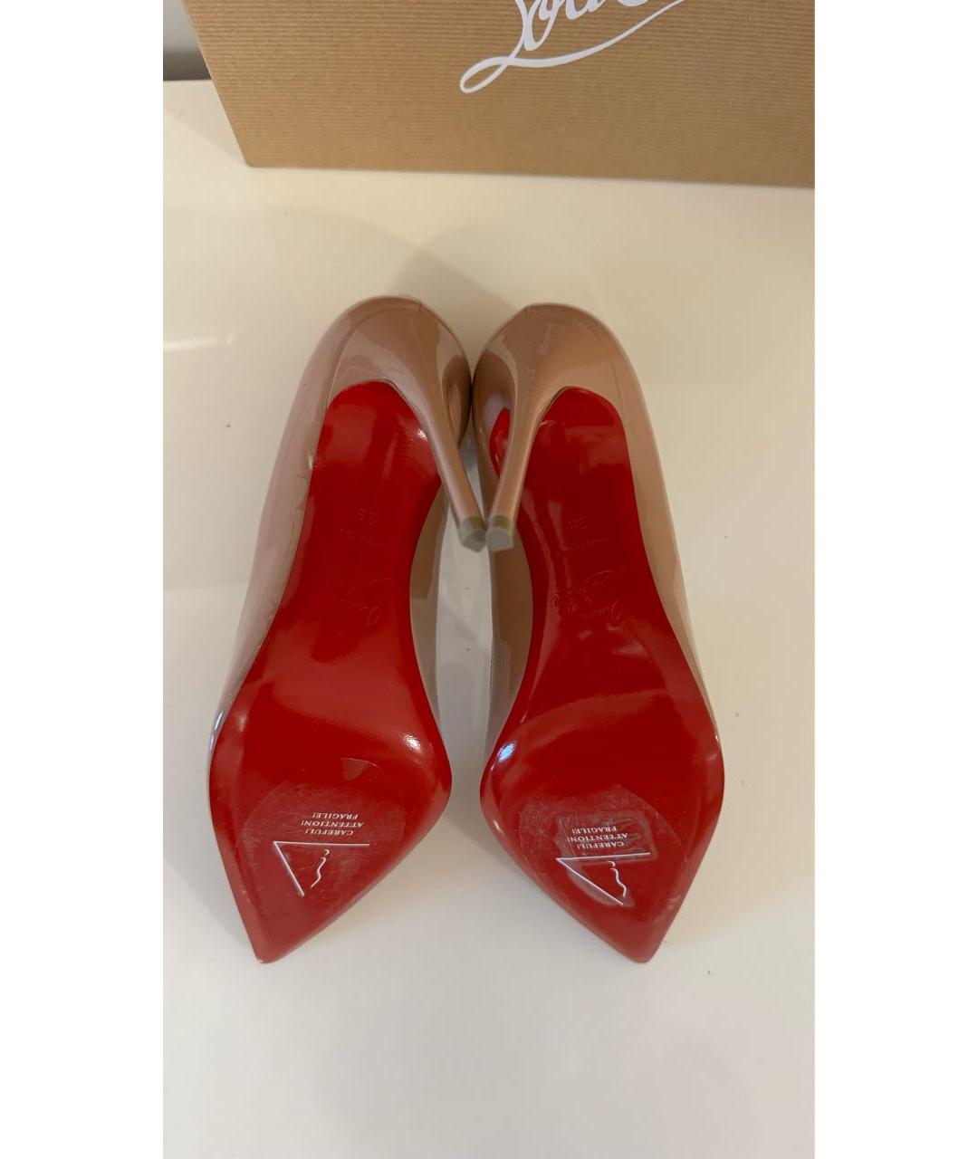 CHRISTIAN LOUBOUTIN Бежевые кожаные туфли, фото 6