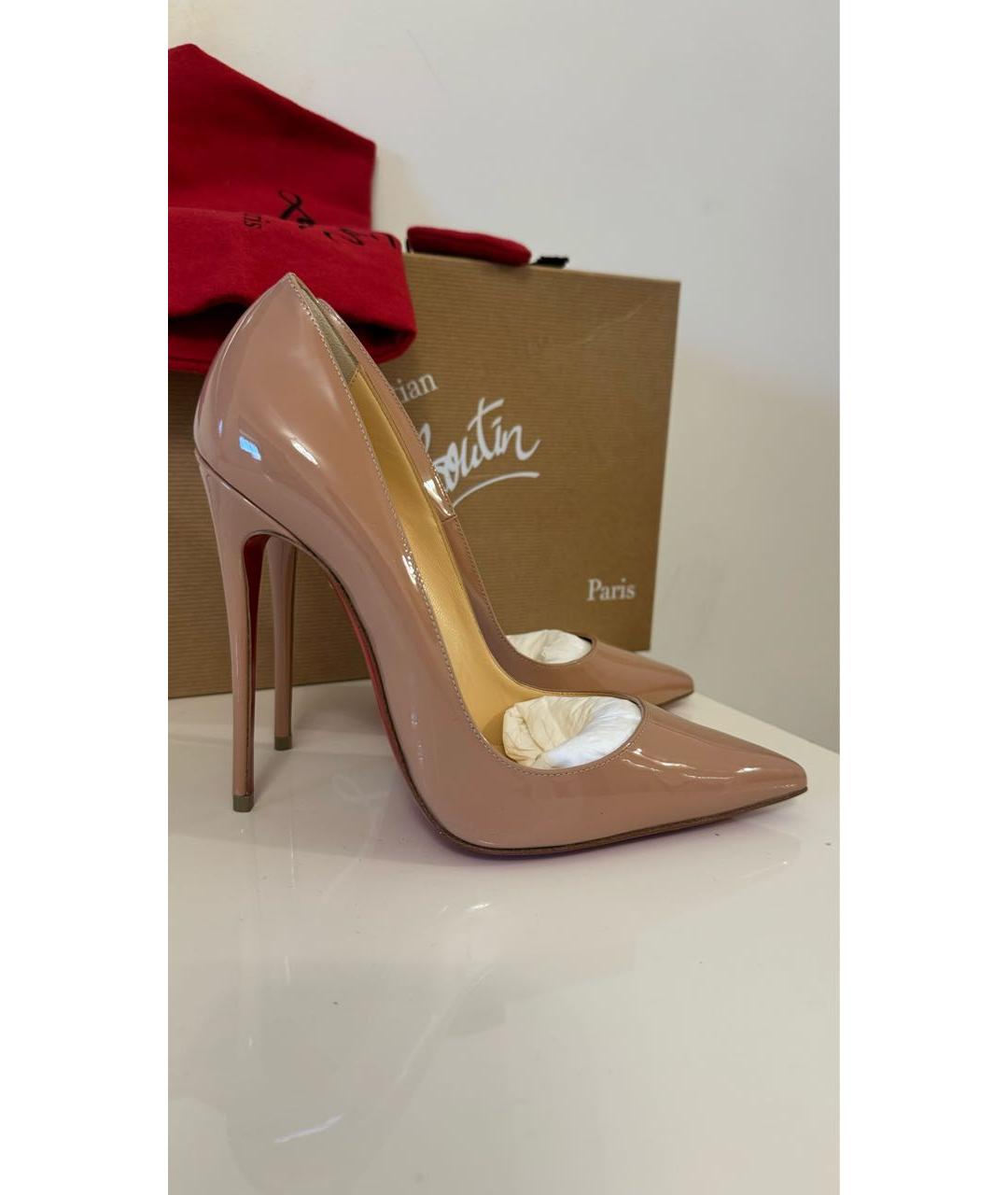CHRISTIAN LOUBOUTIN Бежевые кожаные туфли, фото 5