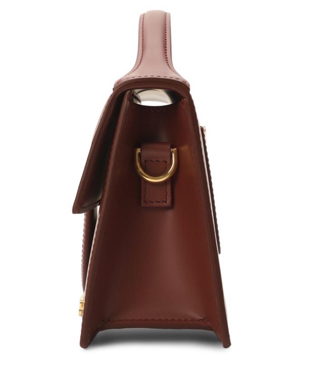 JACQUEMUS Бордовая кожаная сумка с короткими ручками, фото 5