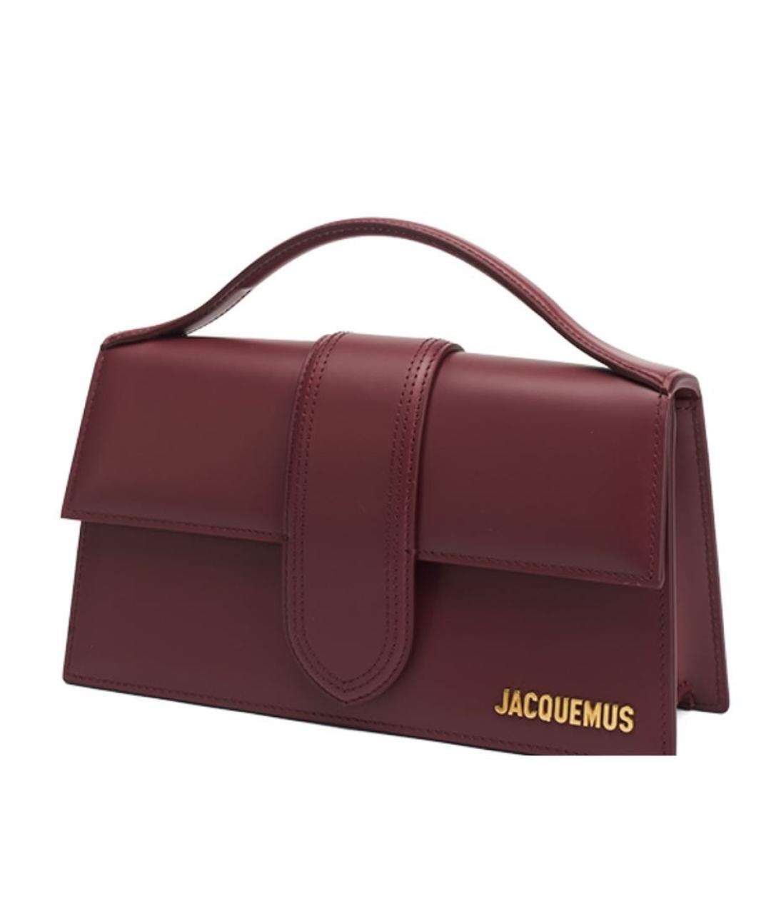 JACQUEMUS Бордовая кожаная сумка с короткими ручками, фото 2