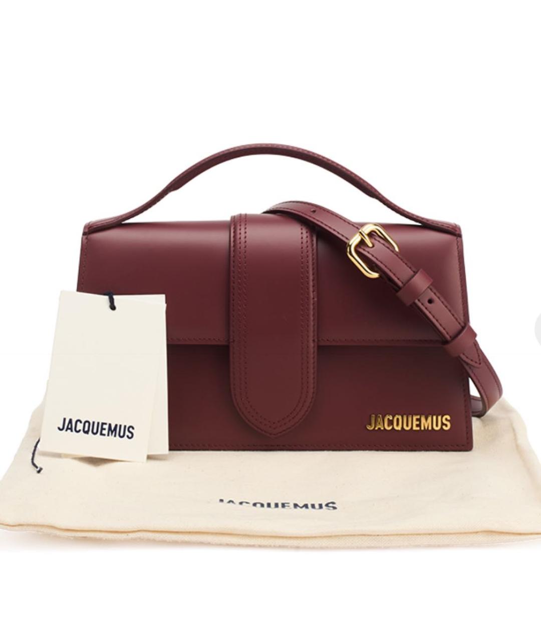 JACQUEMUS Бордовая кожаная сумка с короткими ручками, фото 4