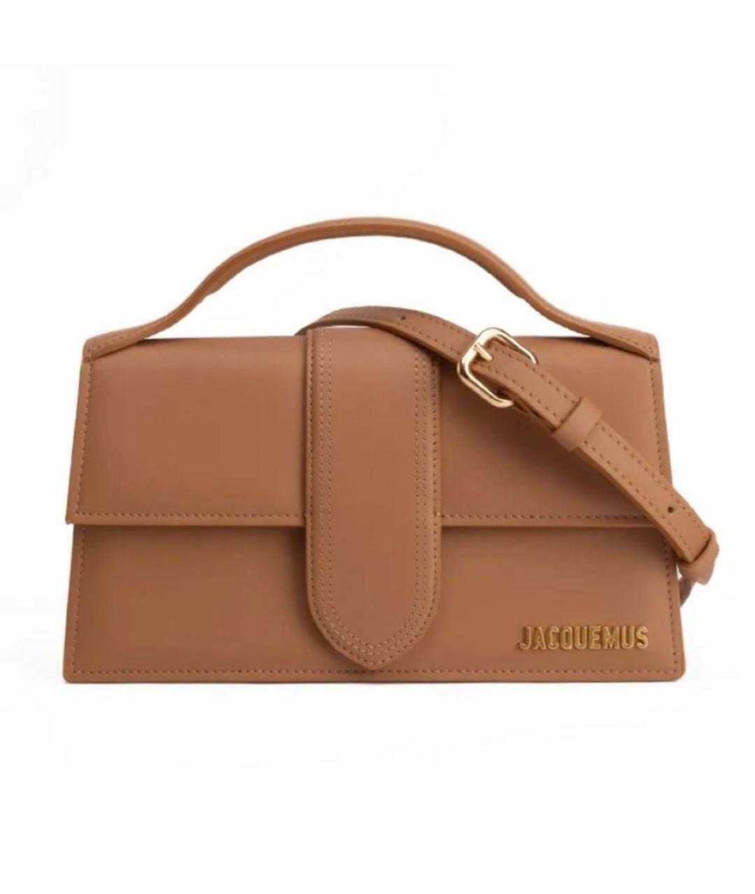 JACQUEMUS Коричневая кожаная сумка с короткими ручками, фото 1