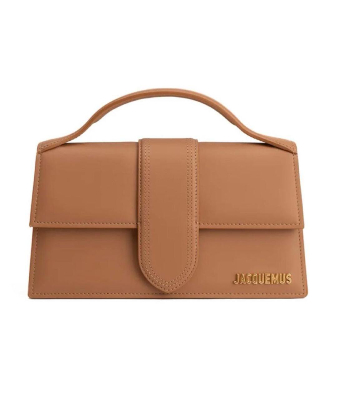 JACQUEMUS Коричневая кожаная сумка с короткими ручками, фото 3