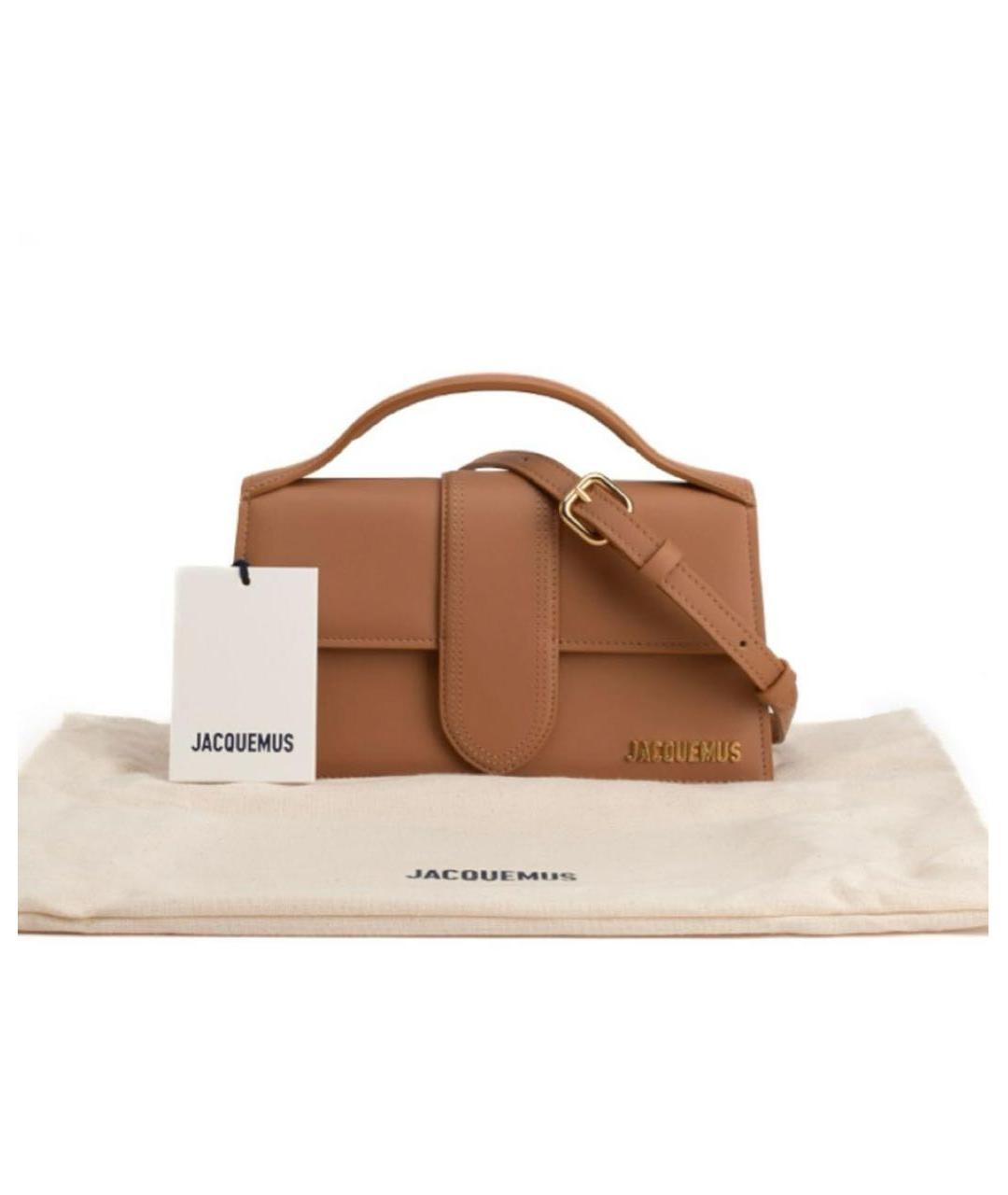 JACQUEMUS Коричневая кожаная сумка с короткими ручками, фото 4