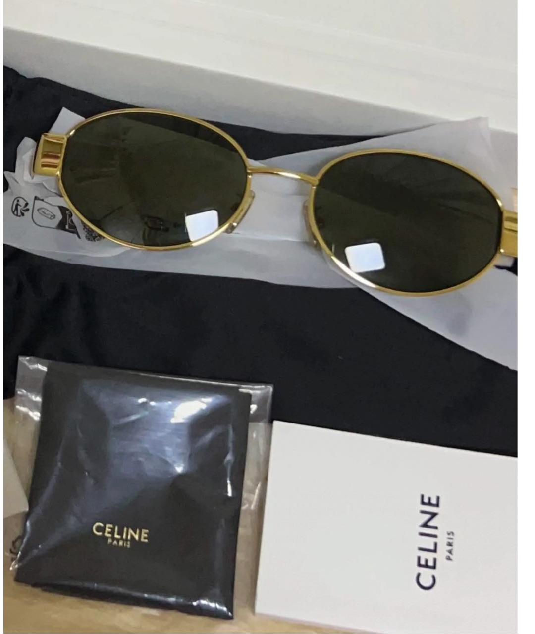 CELINE Золотые металлические солнцезащитные очки, фото 7