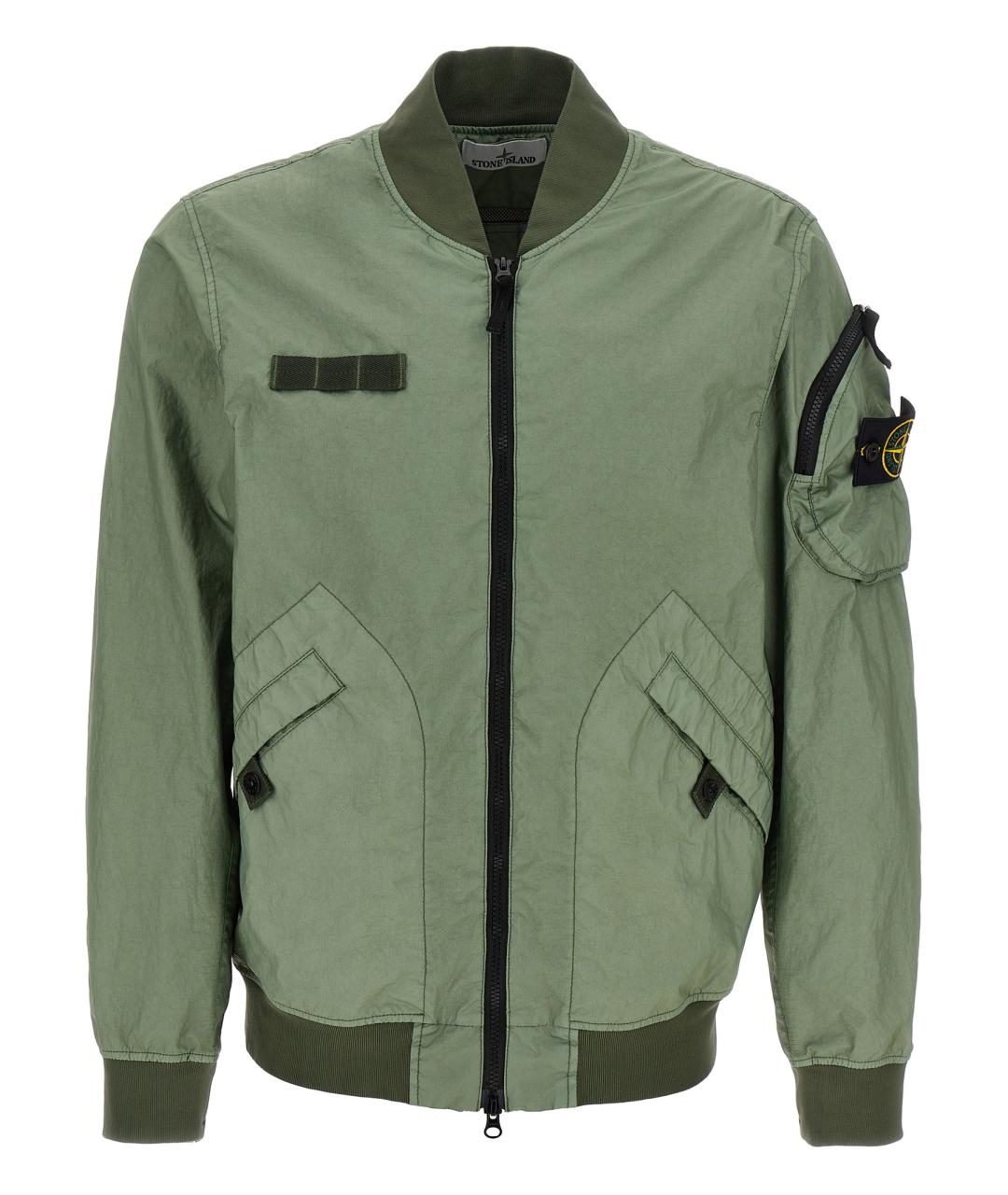 STONE ISLAND Зеленая синтетическая куртка, фото 1
