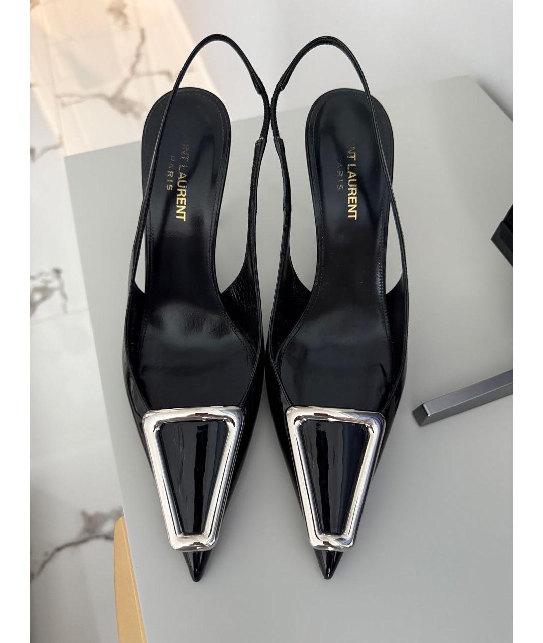 SAINT LAURENT Черные туфли из лакированной кожи, фото 2