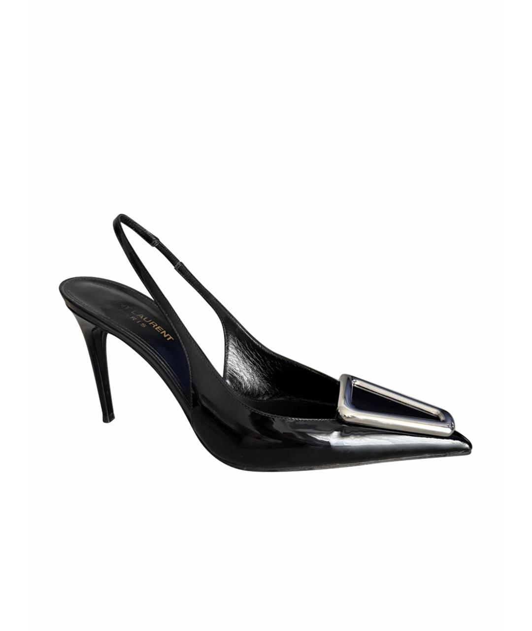 SAINT LAURENT Черные туфли из лакированной кожи, фото 1