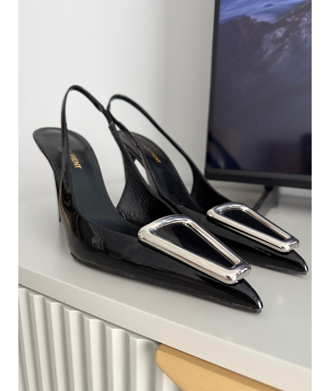 SAINT LAURENT Черные туфли из лакированной кожи, фото 5