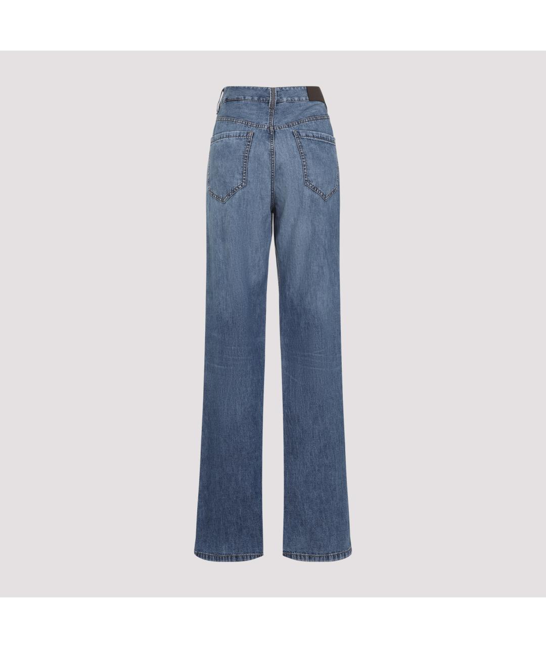 BRUNELLO CUCINELLI Синие хлопковые прямые джинсы, фото 4
