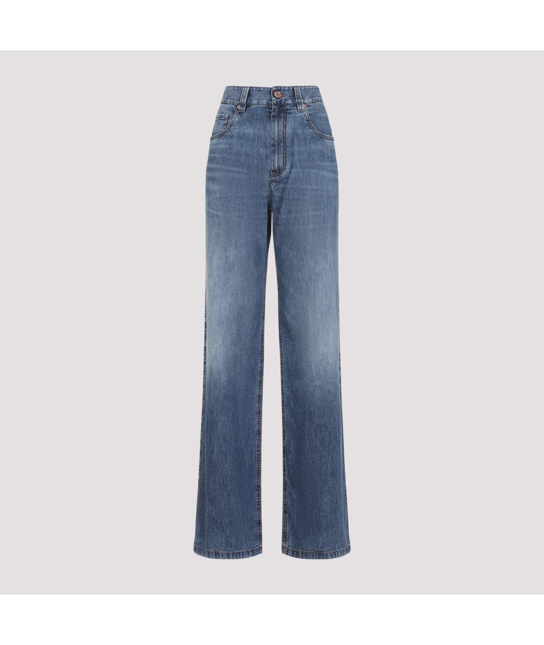 BRUNELLO CUCINELLI Синие хлопковые прямые джинсы, фото 3