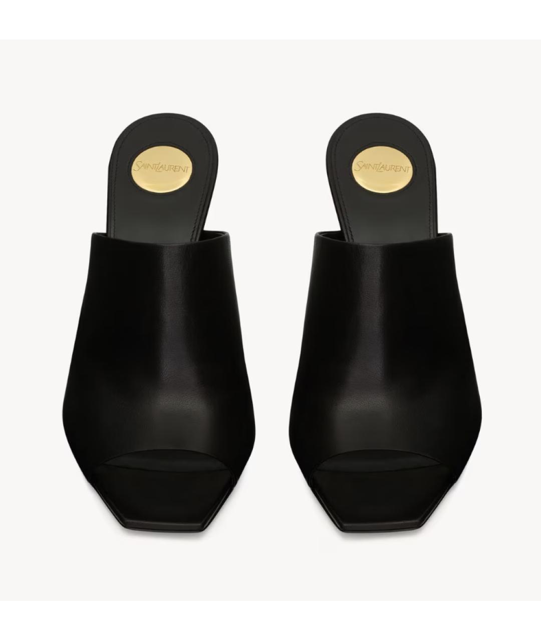 SAINT LAURENT Черные кожаные мюли, фото 6