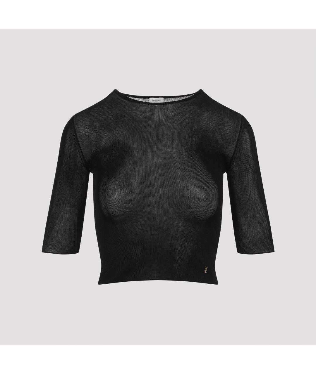 SAINT LAURENT Черная вискозная футболка, фото 2