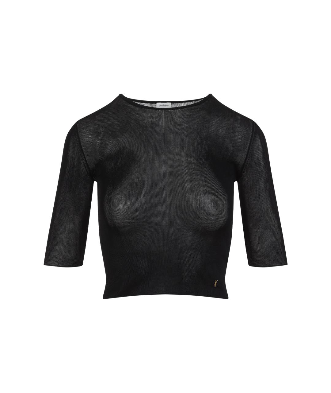 SAINT LAURENT Черная вискозная футболка, фото 1