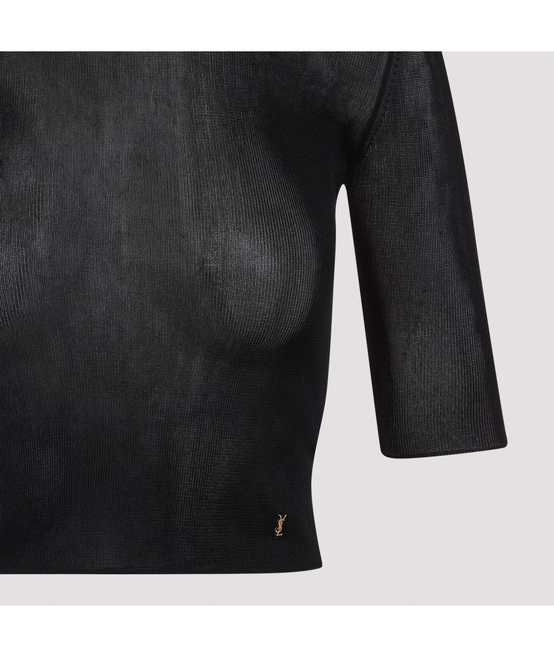 SAINT LAURENT Черная вискозная футболка, фото 5