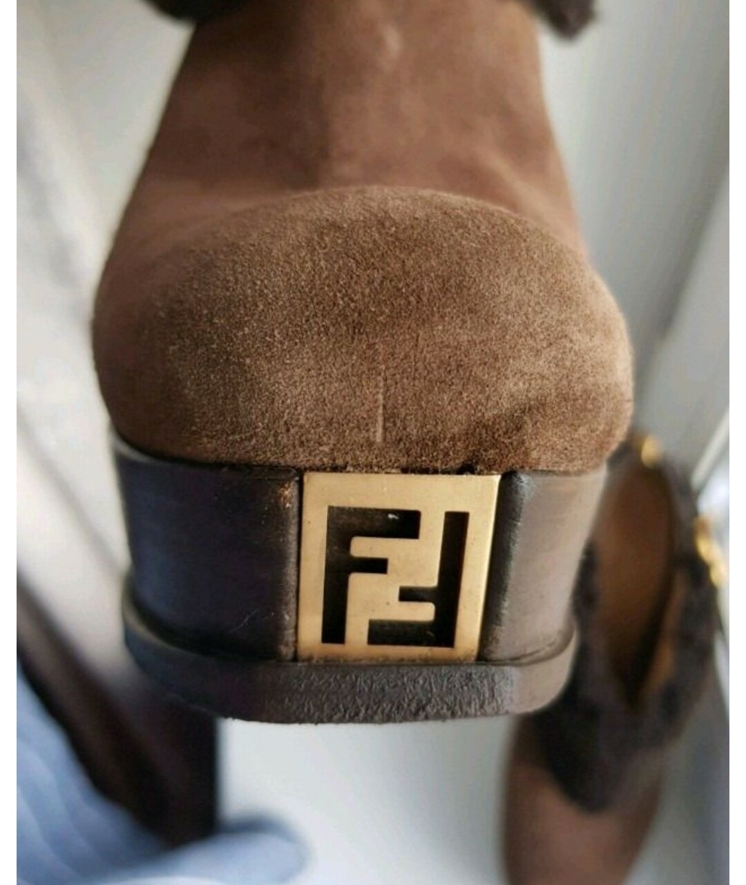 FENDI Коричневые замшевые ботильоны, фото 3