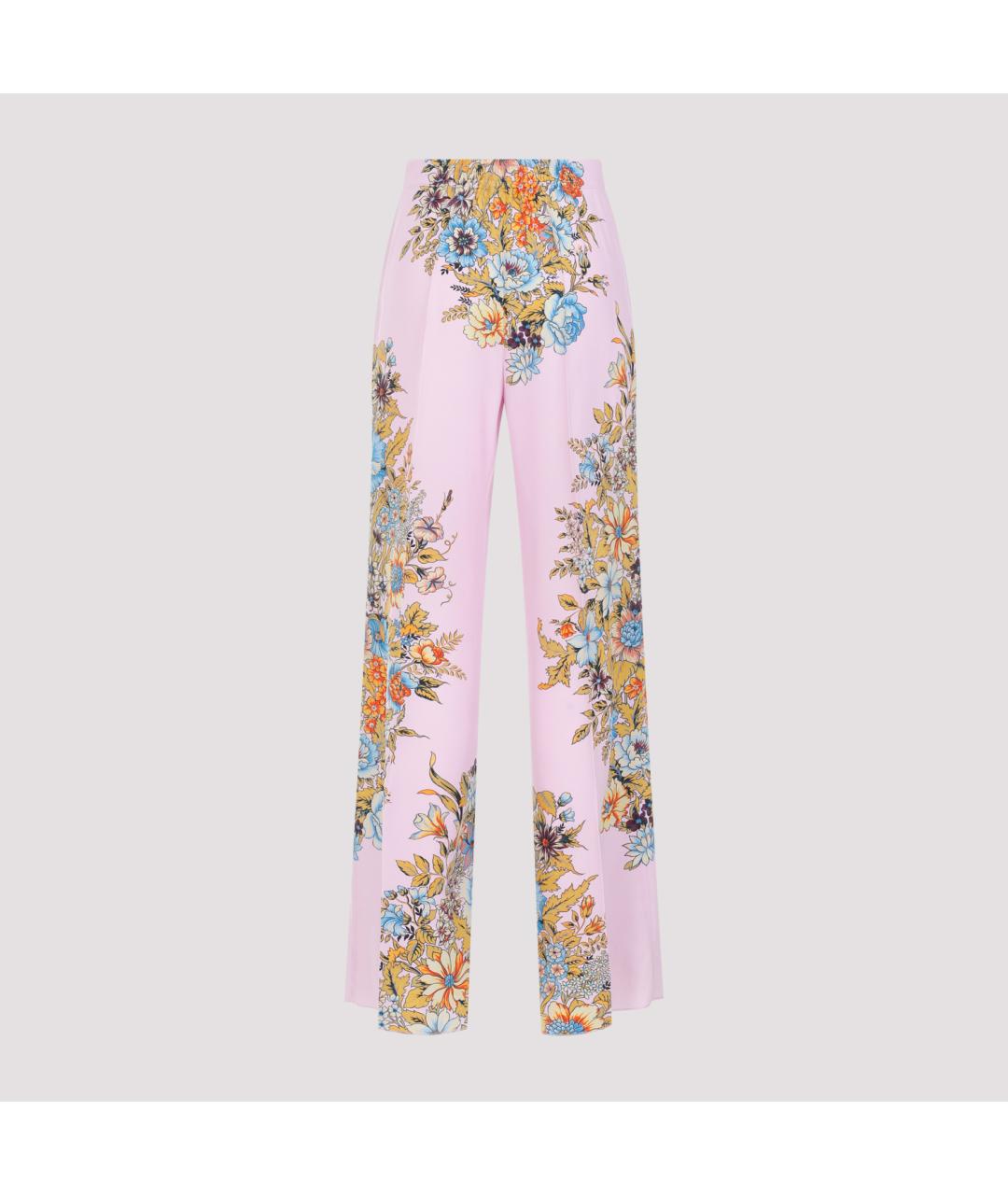 ETRO Розовые шелковые прямые брюки, фото 4