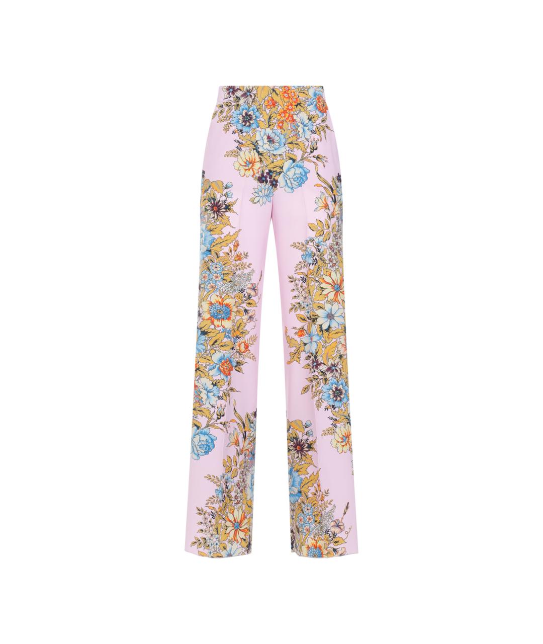 ETRO Розовые шелковые прямые брюки, фото 1