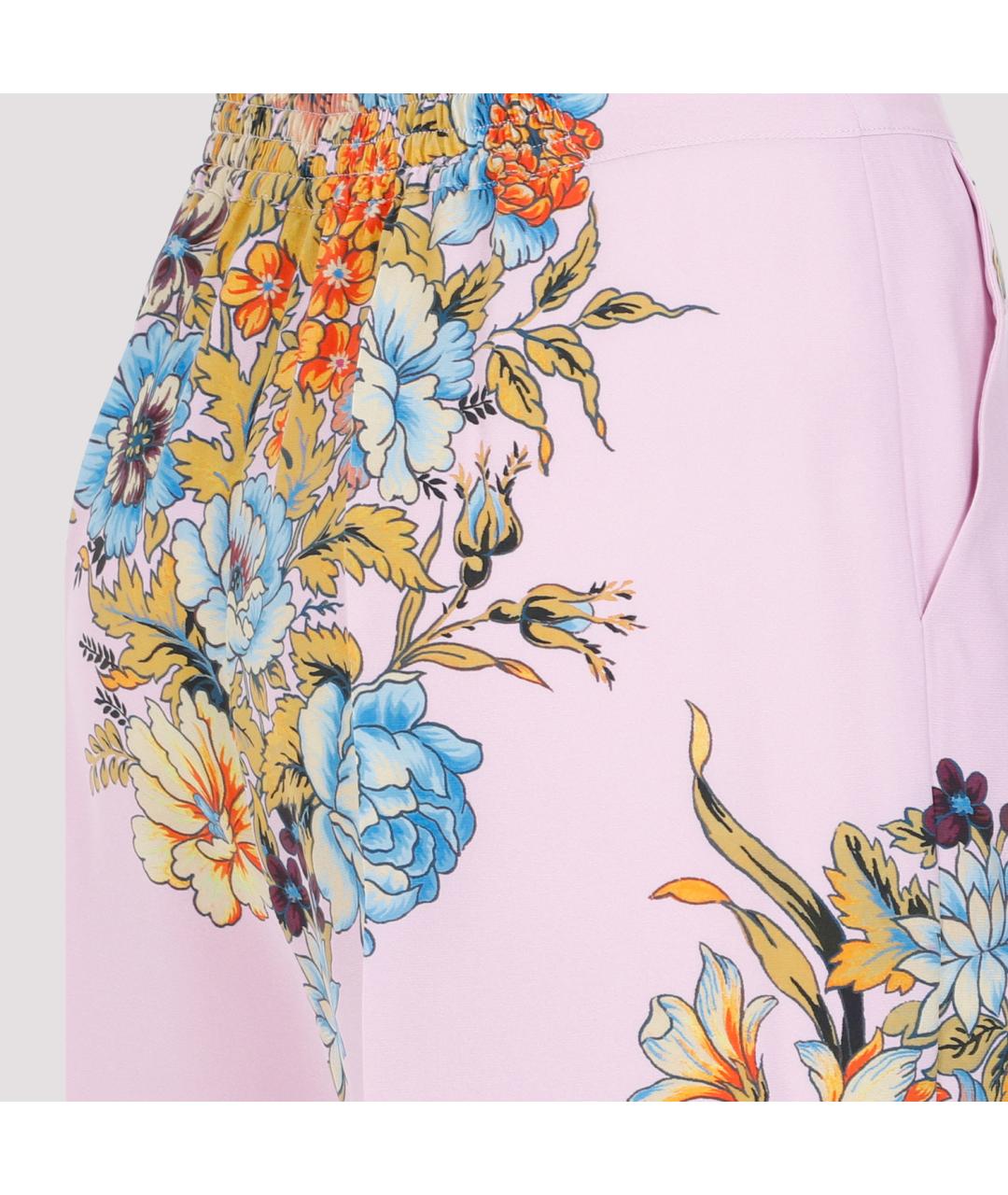 ETRO Розовые шелковые прямые брюки, фото 6