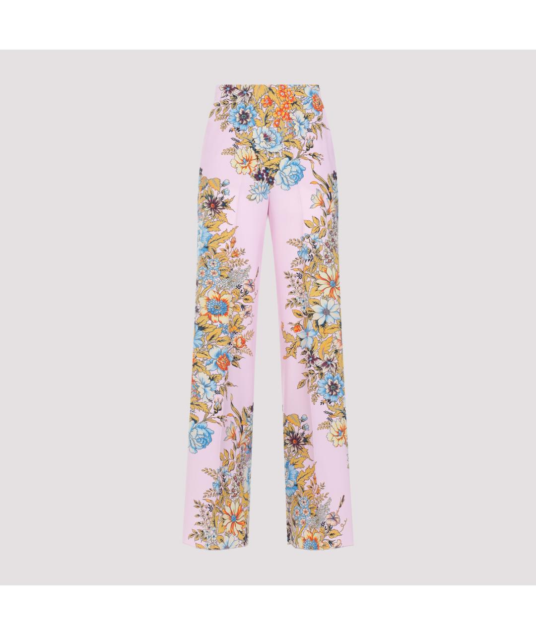 ETRO Розовые шелковые прямые брюки, фото 3