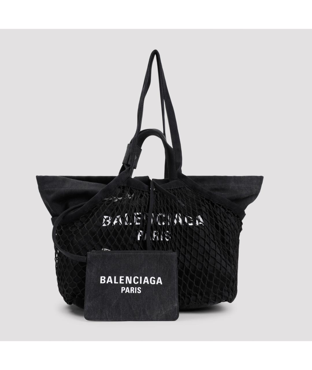 BALENCIAGA Черная тканевая сумка тоут, фото 2