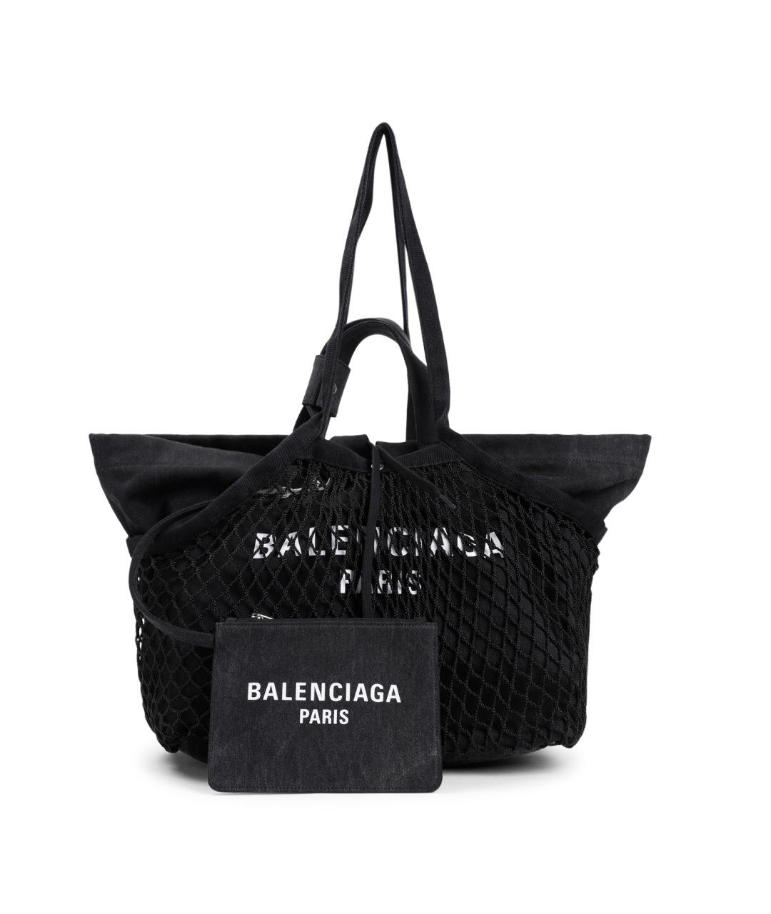BALENCIAGA Черная тканевая сумка тоут, фото 1