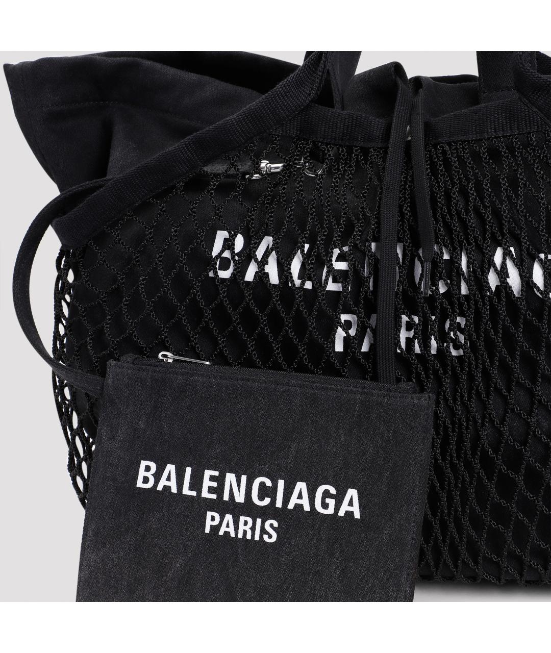 BALENCIAGA Черная тканевая сумка тоут, фото 5
