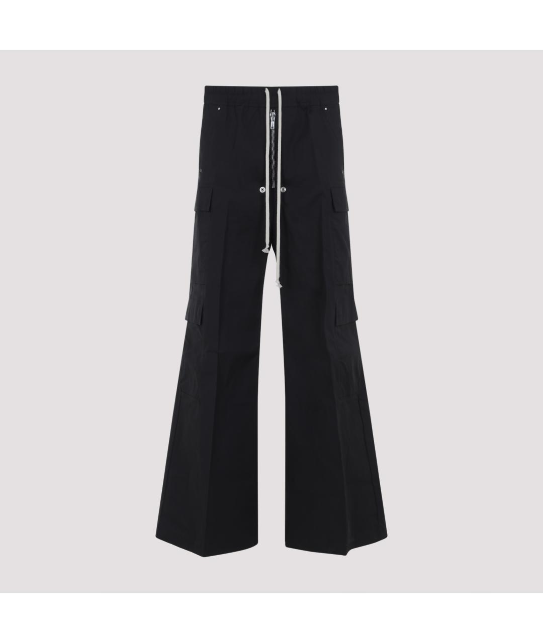 RICK OWENS Черные хлопковые повседневные брюки, фото 3