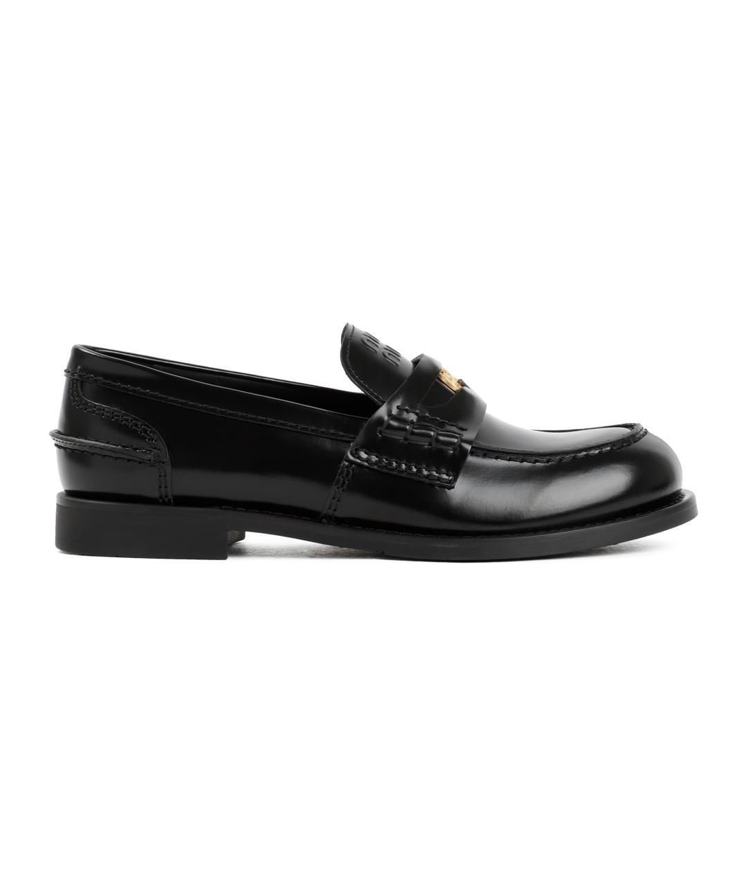 MIU MIU Черные кожаные лоферы, фото 1