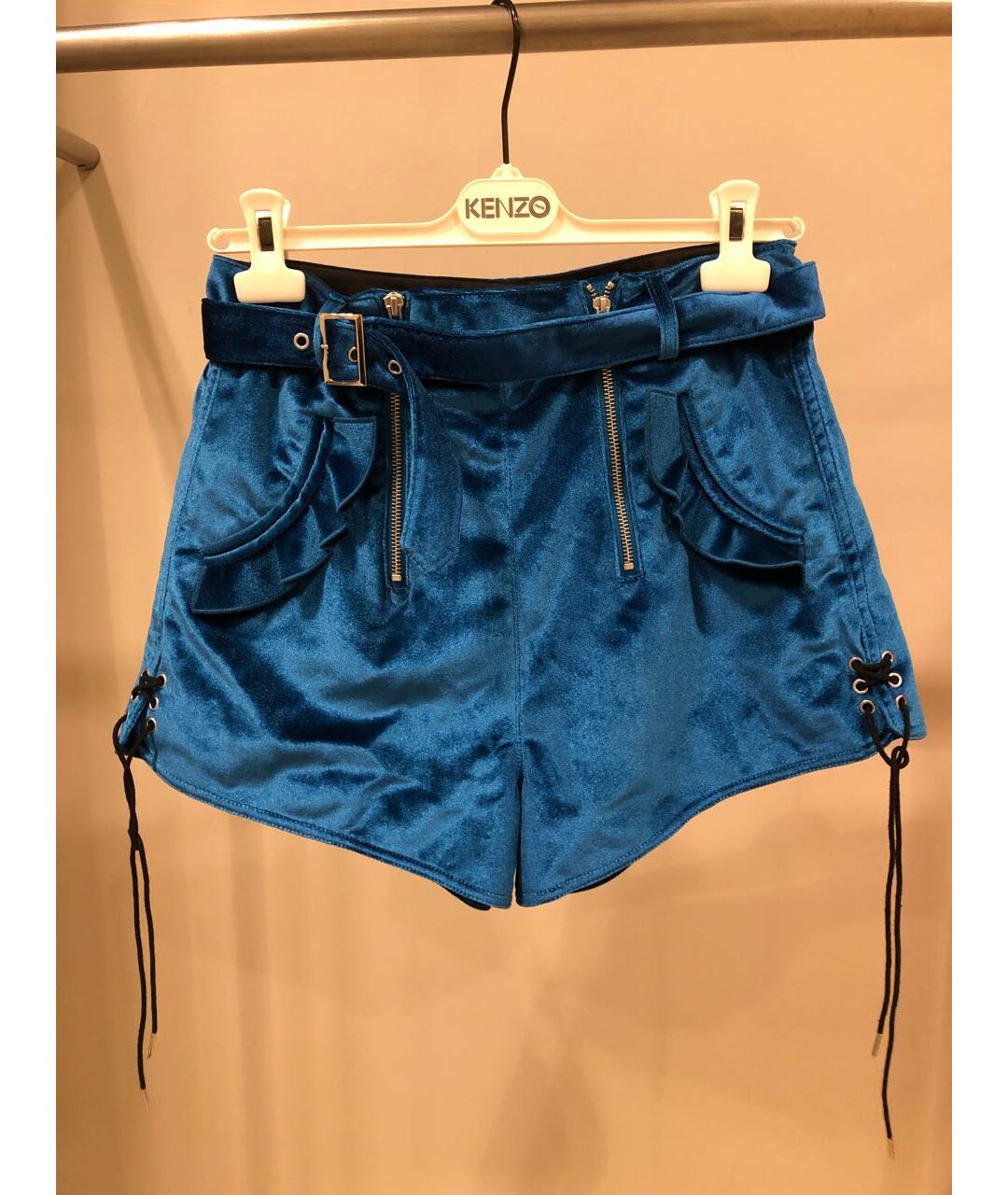 SELF-PORTRAIT Синие полиэстеровые шорты, фото 8