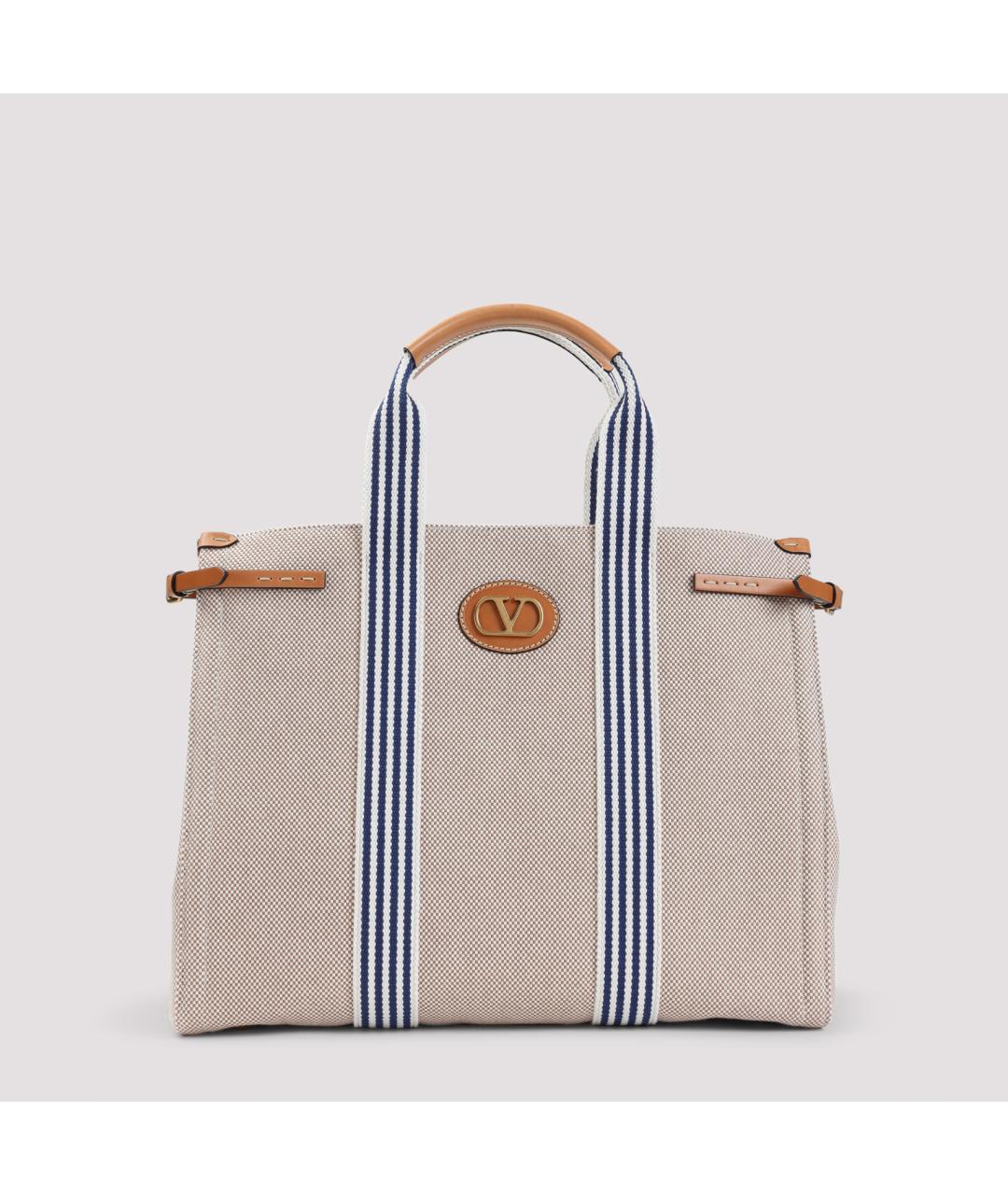 VALENTINO Бежевая тканевая сумка тоут, фото 2