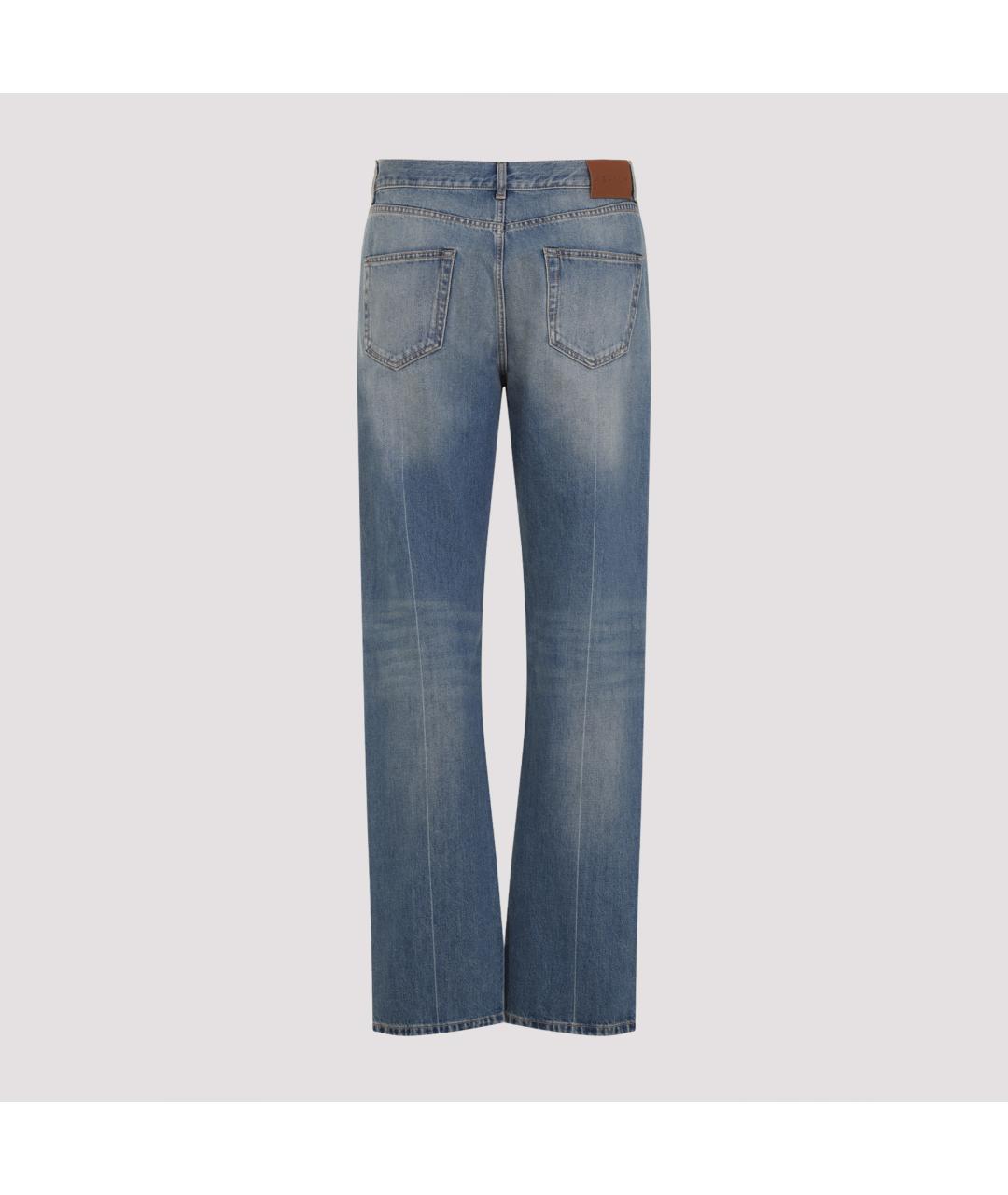 ALEXANDER MCQUEEN Голубые хлопковые прямые джинсы, фото 4
