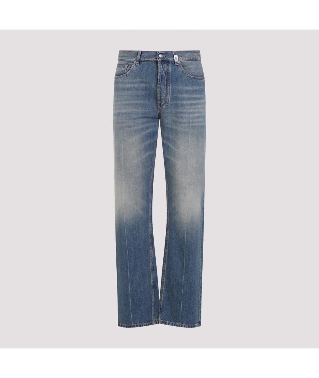 ALEXANDER MCQUEEN Голубые хлопковые прямые джинсы, фото 3