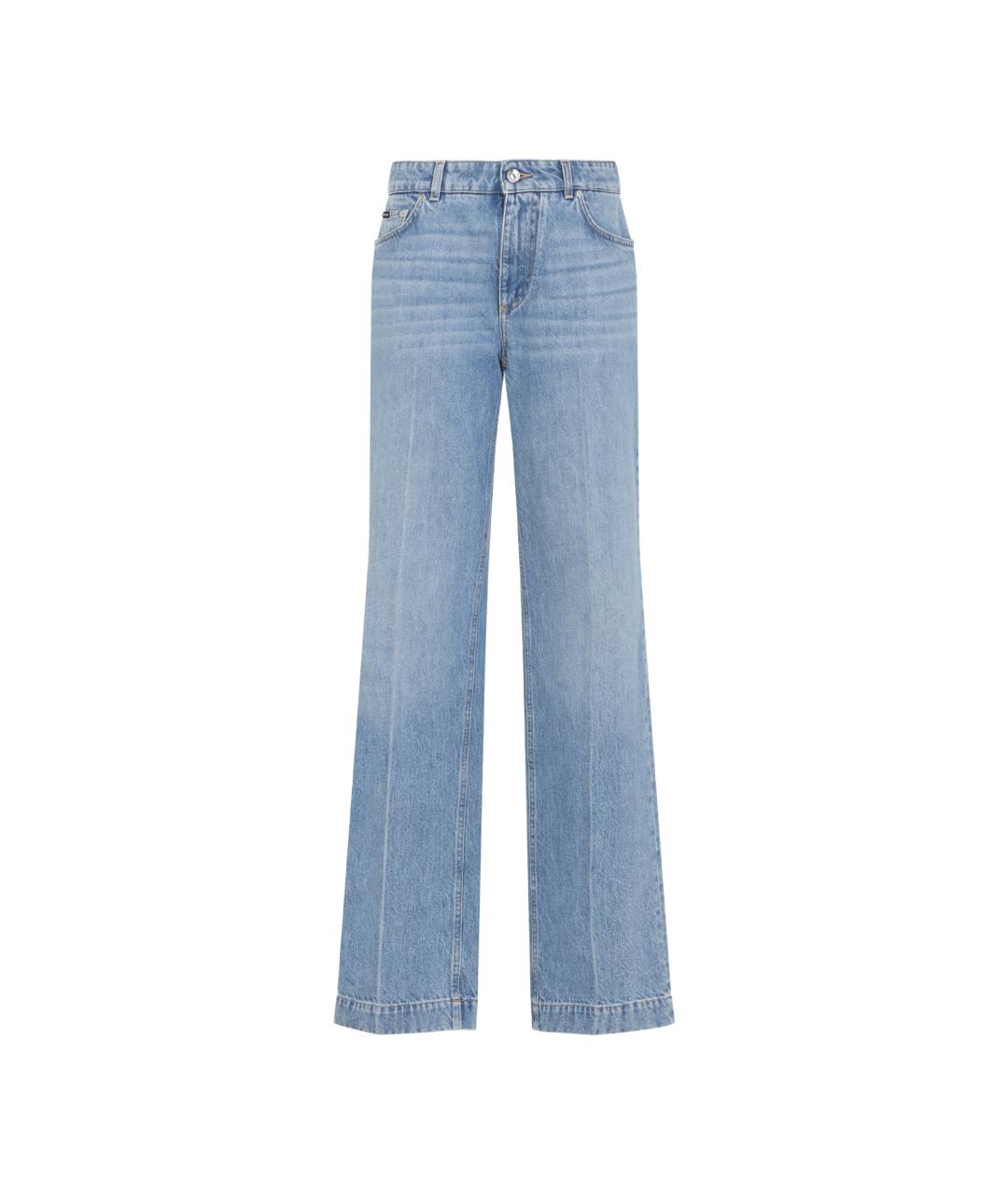 DOLCE&GABBANA Голубые хлопковые прямые джинсы, фото 1