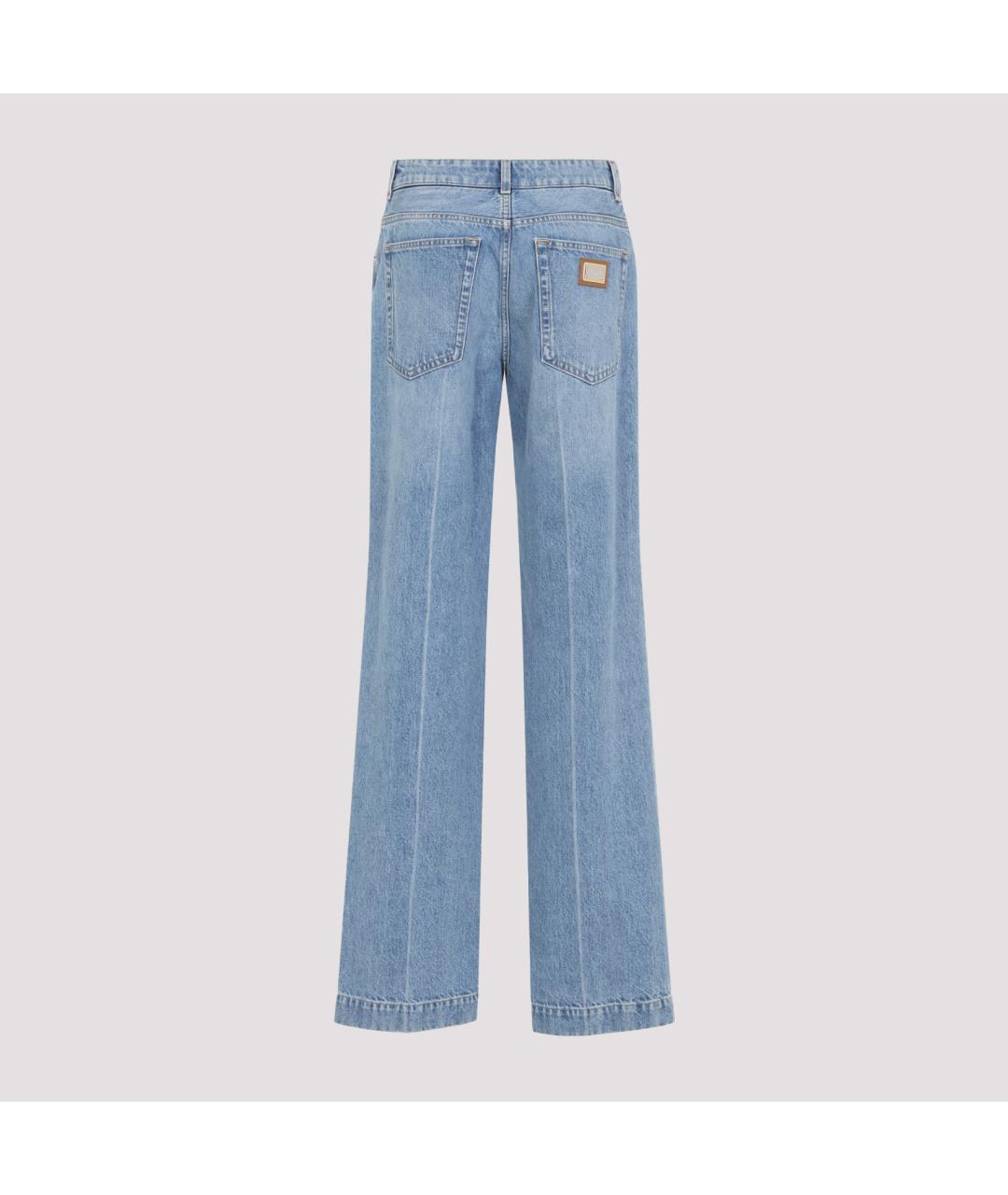 DOLCE&GABBANA Голубые хлопковые прямые джинсы, фото 4