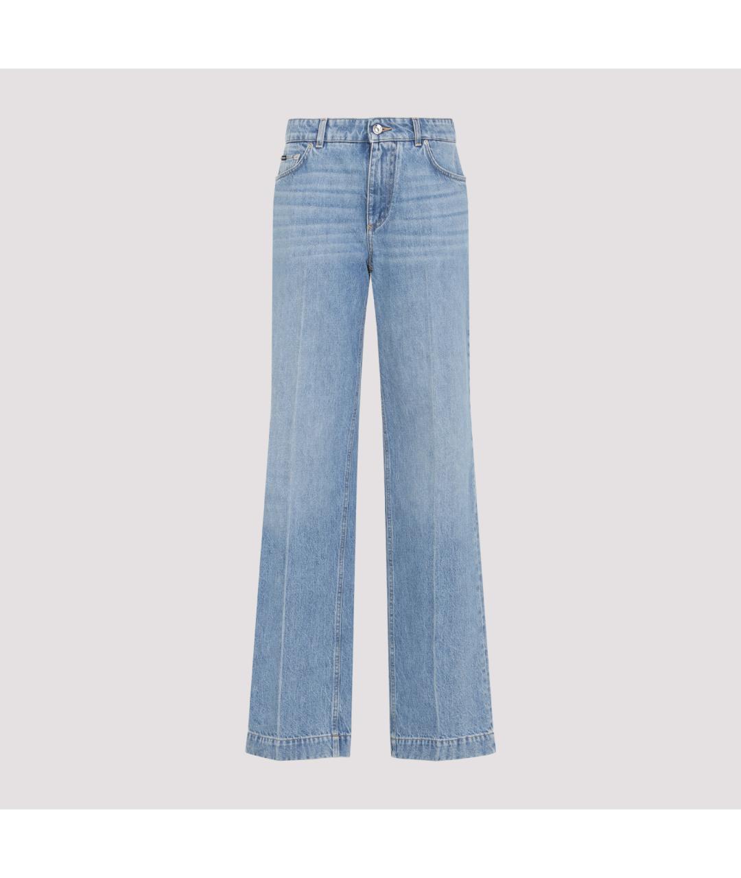 DOLCE&GABBANA Голубые хлопковые прямые джинсы, фото 2