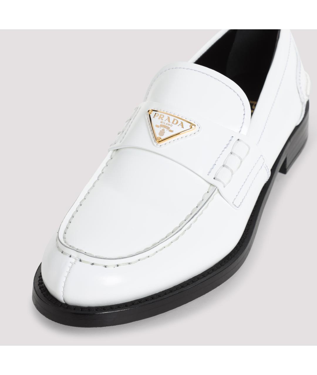 PRADA Белые кожаные лоферы, фото 6