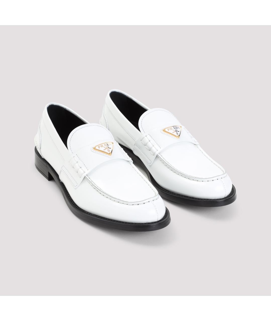 PRADA Белые кожаные лоферы, фото 5