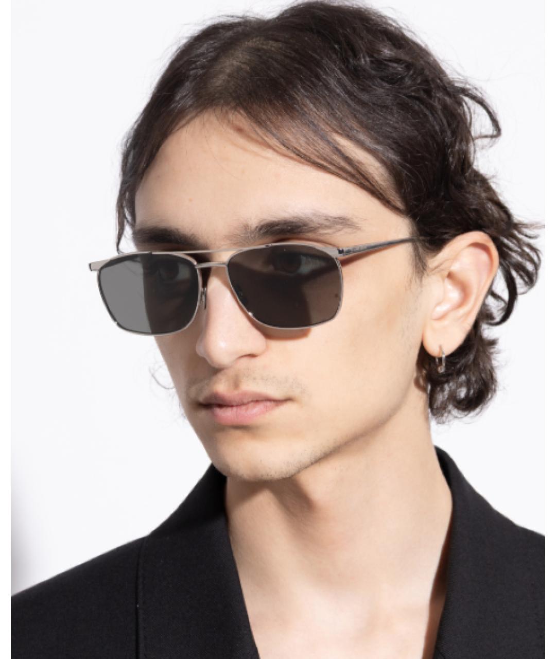 SAINT LAURENT Серебряные металлические солнцезащитные очки, фото 6