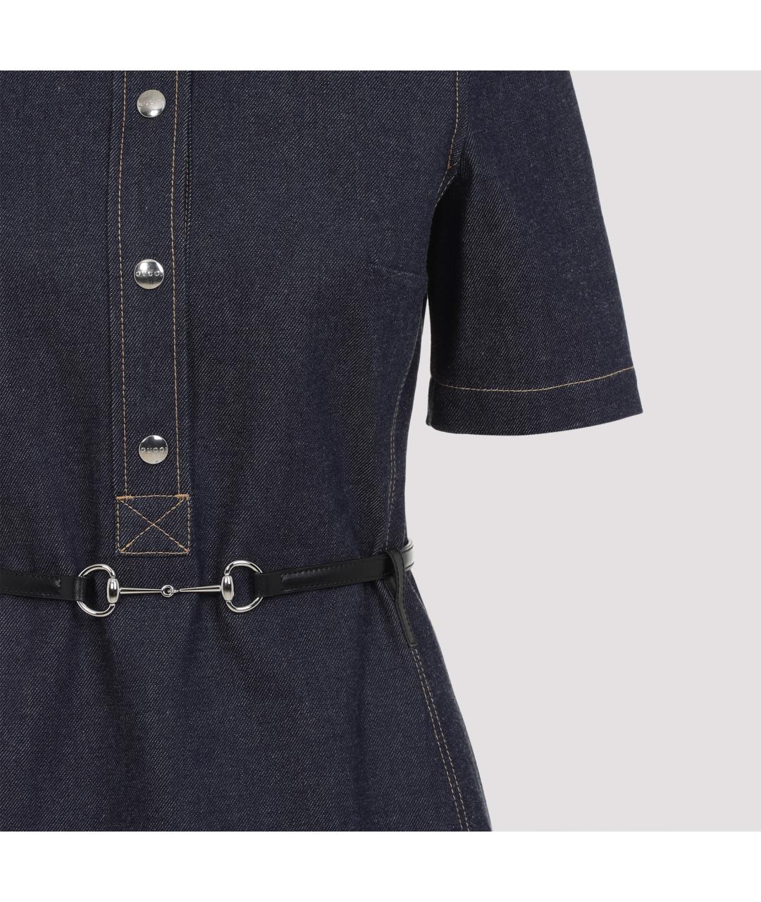 GUCCI Темно-синее хлопковое повседневное платье, фото 5