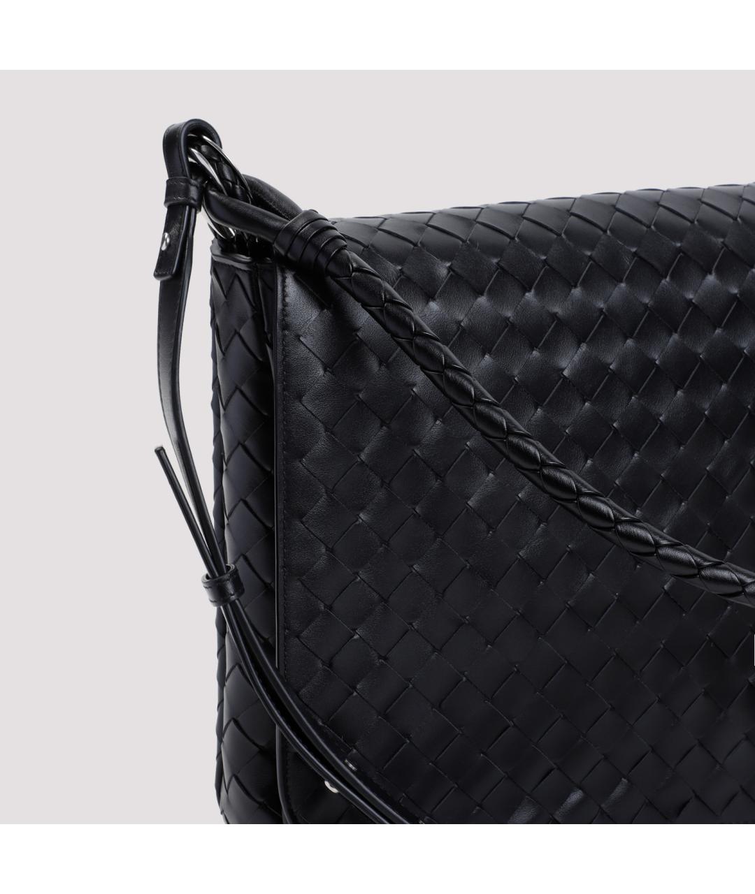 BOTTEGA VENETA Черная кожаная сумка на плечо, фото 5