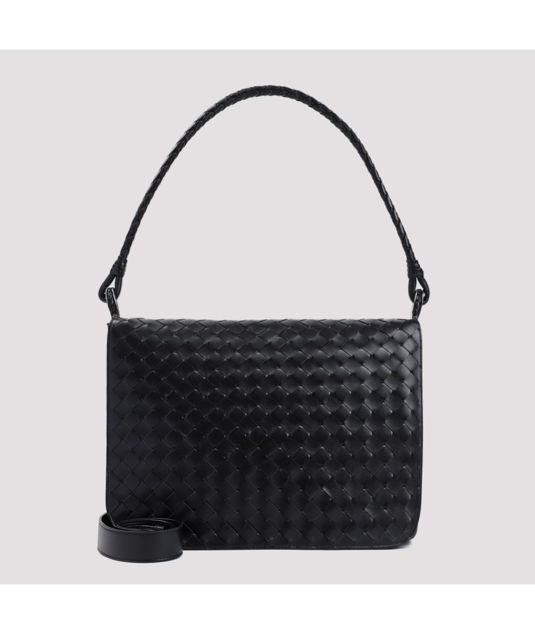 BOTTEGA VENETA Черная кожаная сумка на плечо, фото 3