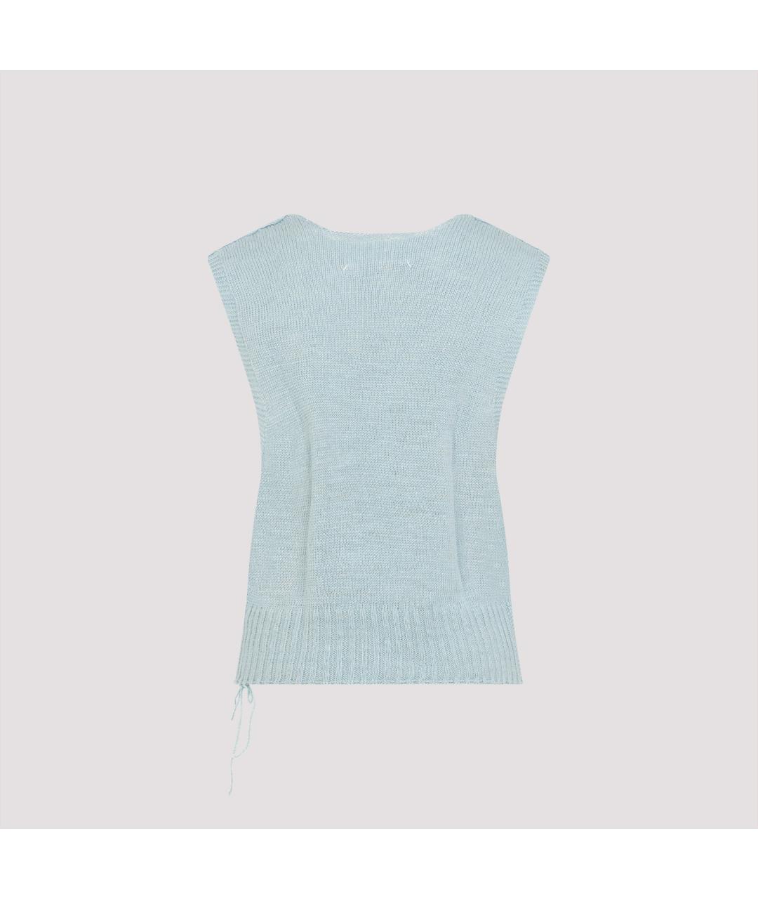 MAISON MARGIELA Голубая льняная жилетка, фото 4