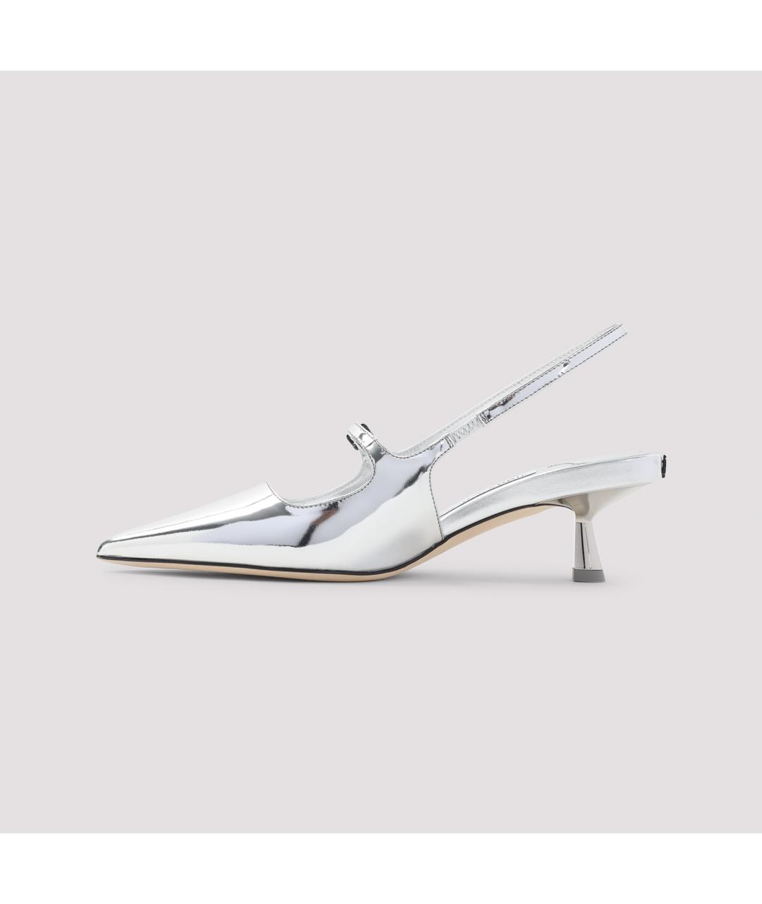 JIMMY CHOO Серебряные кожаные туфли, фото 4